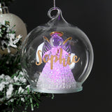 Personalised Christmas LED Angel Bauble.
