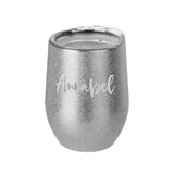 Personalised Glitter Stemless Insulated Wine Tumbler.