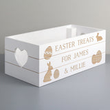 Personalised Small Easter Bunny White Wooden Crate