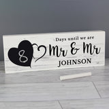 Personalised Rustic Chalk Countdown Wooden Block Sign.