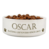Personalised Paws Medium White Pet Bowl.