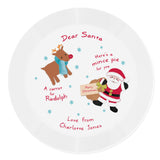 Personalised Santa and Rudolph Christmas Eve Mince Pie Plastic Plate.