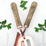 Personalised Luxe Copper Trowel and Fork Set.